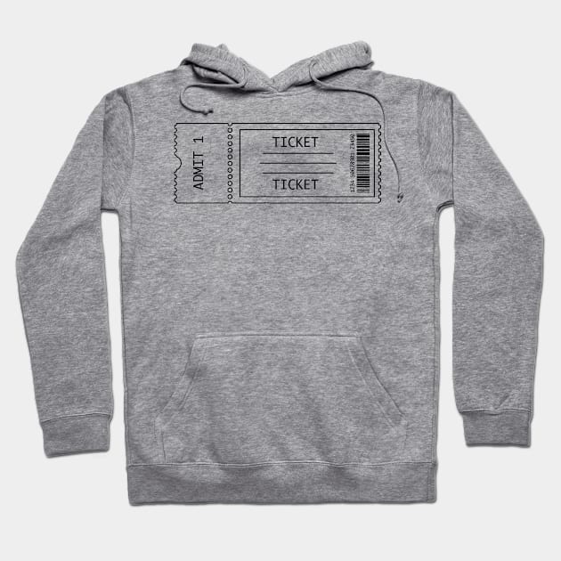 Movie Ticket Line Drawing Graphic Hoodie by THP Creative